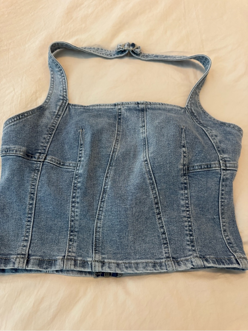 Denim Corset Tank Top - Light Blue
